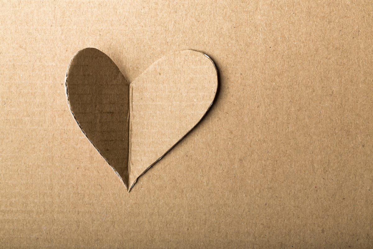 Cardboard packaging - image from Canva of a cardboard cut-out heart