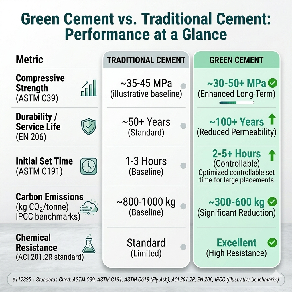 key performance metrics vs traditional cement