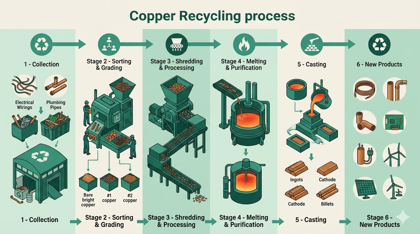 Copper Recycling Process Infographic