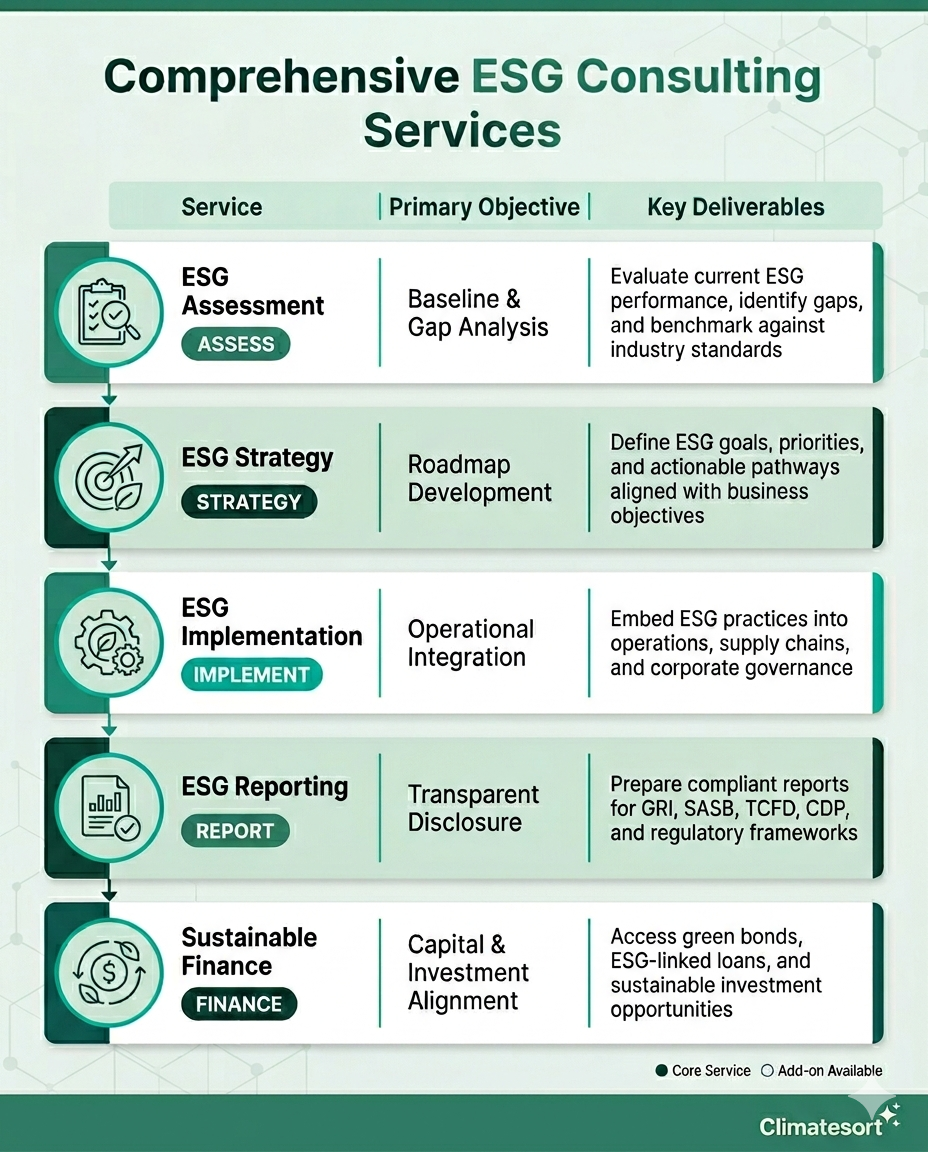 Comprehensive List of ESG Consulting Services Comparison Table