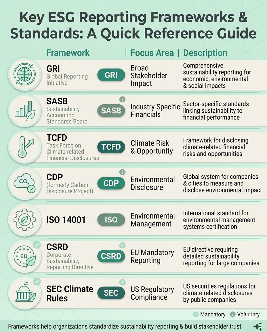 Key ESG Reporting Frameworks & Standards A Quick Reference Guide